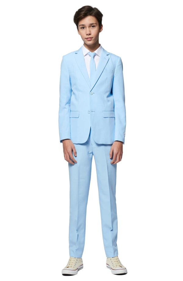 Kids' Cool Blue Two-Piece Suit with Tie