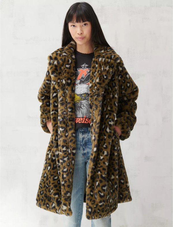 Faux Fur Long Line Coat | Lucky Brand