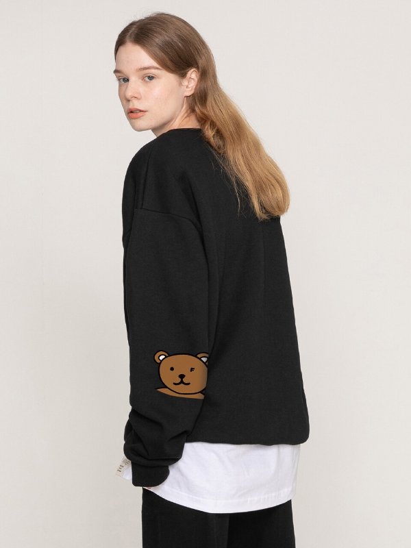 [UNISEX] Elbow Smile Bear White Clip Sweatshirt 5 Colors