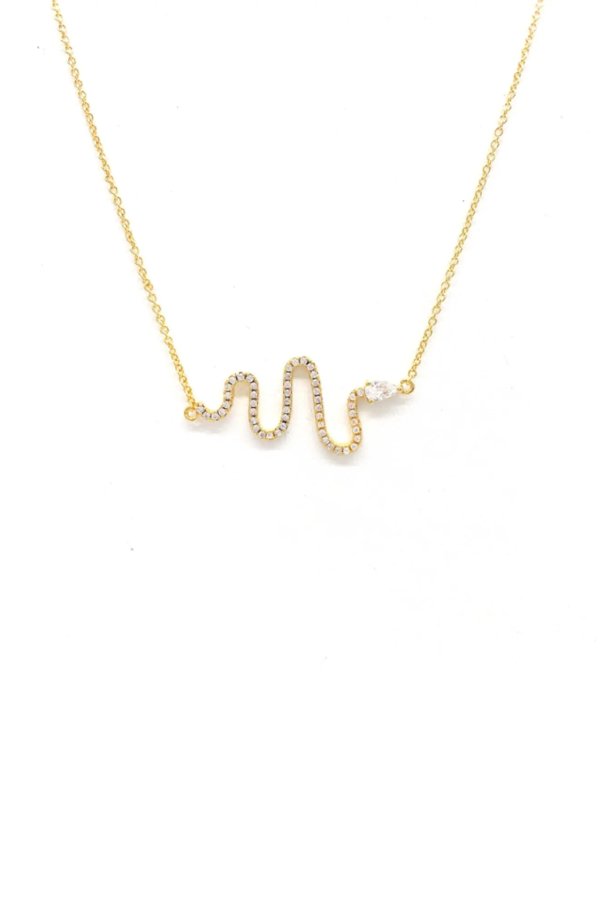 Crystal Embellished Sideways Snake Pendant Necklace