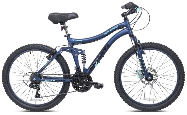 24" Bella Vista Girl's Full Suspension Tween/Teen Mountain Bike, Blue