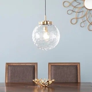 SEI Furniture Padgett Contemporary Brass Glass Pendant Light