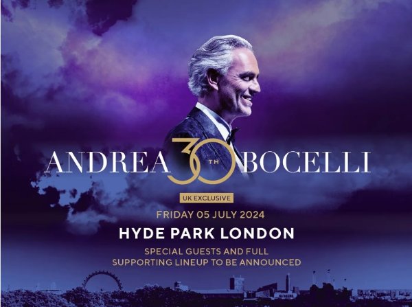 Andrea Bocelli 2024海德公园音乐节