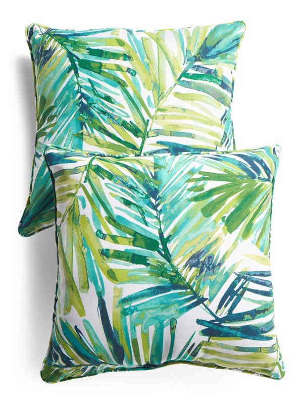 18x18 2pk Indoor Outdoor Coastal Palm Pillows