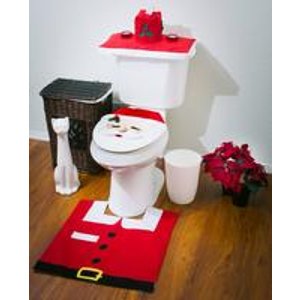 圣诞老人马桶套装(坐垫，盖套，纸巾盒等5件套)