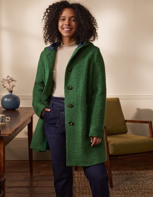 Cambridge Textured Coat - Conifer | Boden US