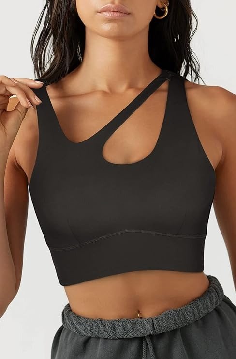LASLULU Womens Sports Bra Sexy Cut Out Backless Sleeveless Workout Yoga Bra Going Out Trendy Longline Fitness Crop Tank Tops