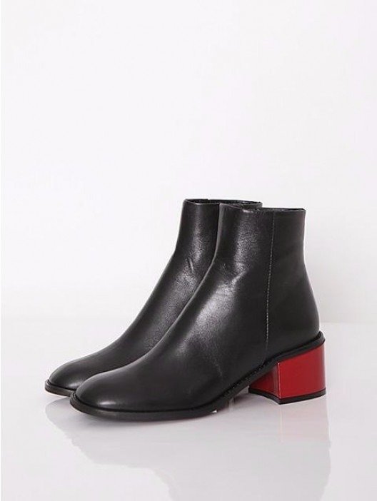 BACK POINT SQUARE BOOTS - BLACK + RED_5cm