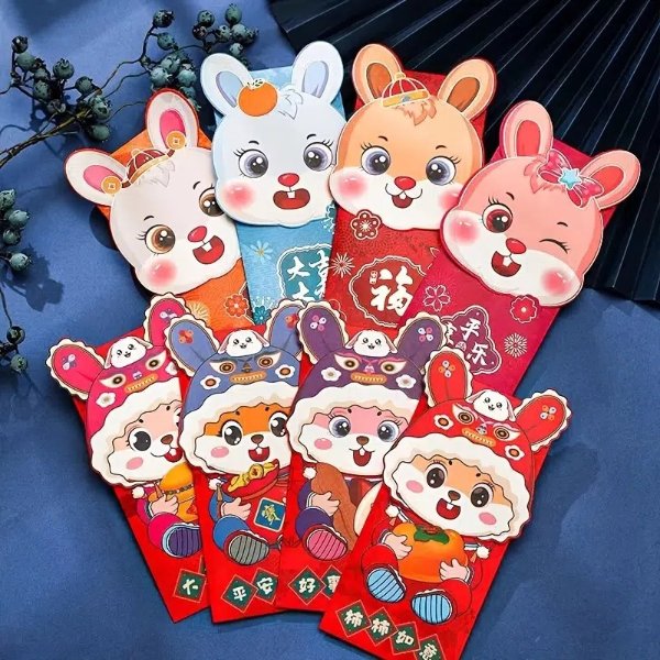 4pcs New Year's Spring Festival Red Envelopes, 2023 Year Of The Rabbit Cartoon Three-dimensional Creative Children's Lucky Money Red Envelopes | 24/7 Customer Service | Temu