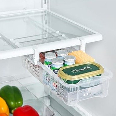 Smart Design Adjustable Sliding Drawer for Fridge Storage – Set of 3, Medium, Holds up to 15 lbs. – Extendable Fridge Drawer Organizer for Easy Organization and Storage – Made with BPA-Free Plastic
