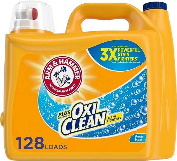 Plus OxiClean Fresh Scent, 128 Loads Liquid Laundry Detergent, 166.5 Fl oz