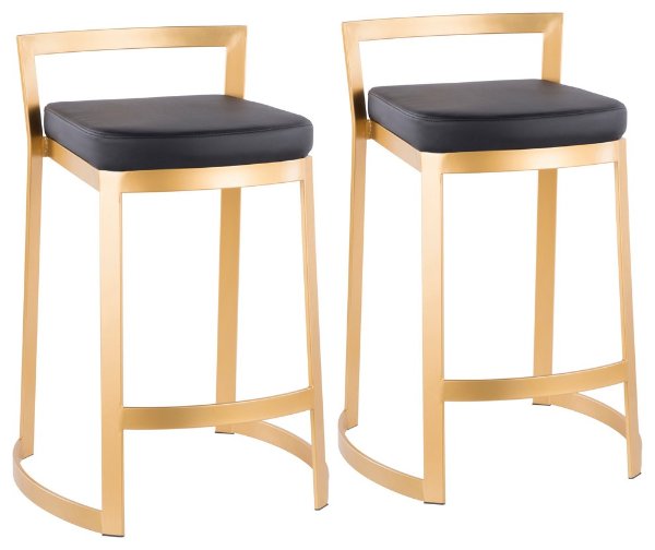 LumiSource Fuji DLX Counter Stool, Gold Metal, Set of 2 - Contemporary - Bar Stools And Counter Stools - by LumiSource