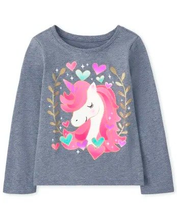 Baby And Toddler Girls Long Sleeve Unicorn Graphic Tee | The Children's Place - S/D MILKY WAY