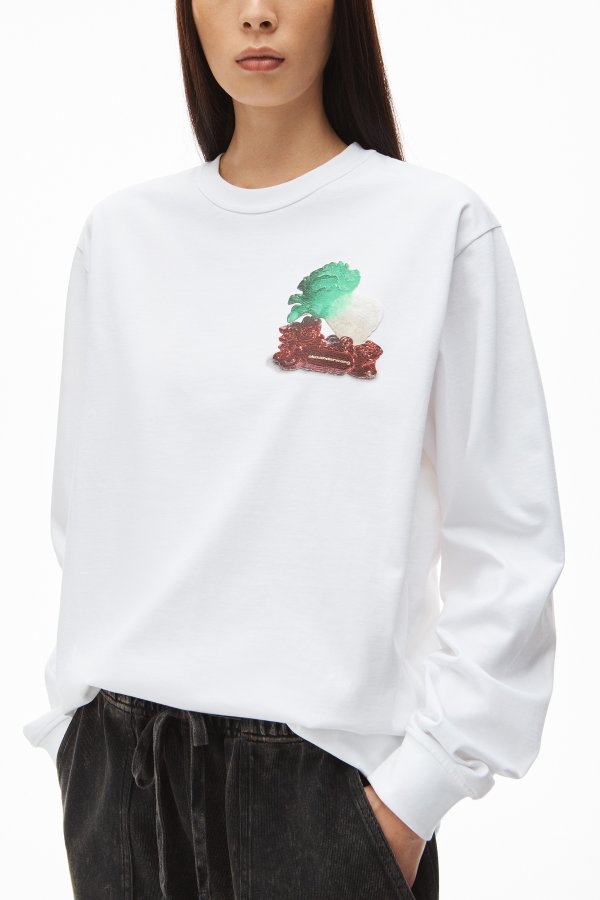 alexanderwang CABBAGE GRAPHIC TEE IN COMPACT JERSEY #RequestCountryCode#