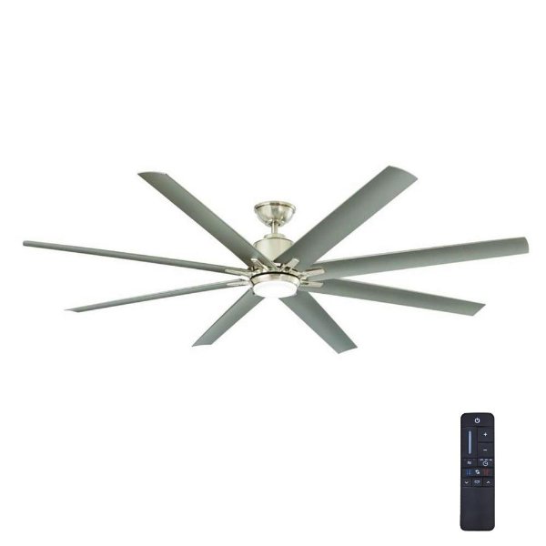 Kensgrove 72 in. Integrated LED Indoor/Outdoor Brushed Nickel Ceiling Fan with Light Kit and Remote Control-YG493OD-BN - The Home Depot