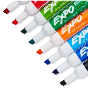 Expo 2 Low-Odor Dry Erase Markers, Chisel Tip, 8-Pack, Assorted Colors