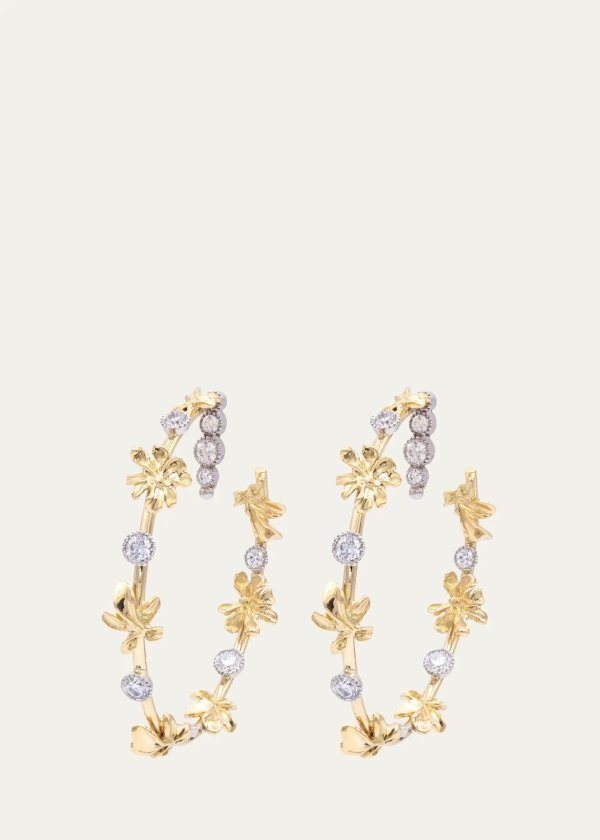Yellow Gold Hoop Earrings with Diamonds