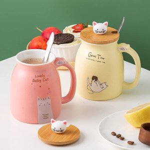 LUCCK Cute Cat Ceramic Mug 15 oz Ceramic Coffee Cup
