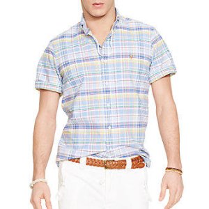 Select POLO RALPH LAUREN Short-Sleeved Plaid Oxford Shirt @ Lord & Taylor
