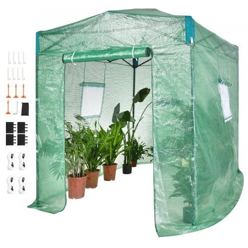 VEVOR Pop Up Greenhouse, 8'x 6'x 7.5' Pop-up Green House, Set Up in Minutes, High Strength PE Cover with Doors & Windows and Powder-Coated Steel Frame, Suitable for Planting and Storage, Green | VEVOR US