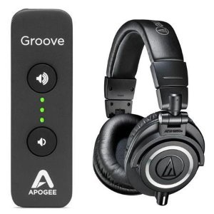 Audio-Technica ATH-M50x Pro Monitor Headphones Black W/Apogee Groove USB DAC Amp