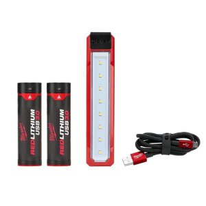 Milwaukee 445 Lumens LED REDLITHIUM USB Rover Pocket Flood Light Kit with Two USB 3.0 Ah Batteries