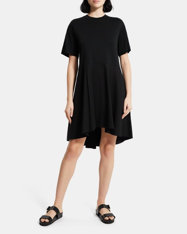 Stretch Linen Tiered Tee Dress | Theory Outlet