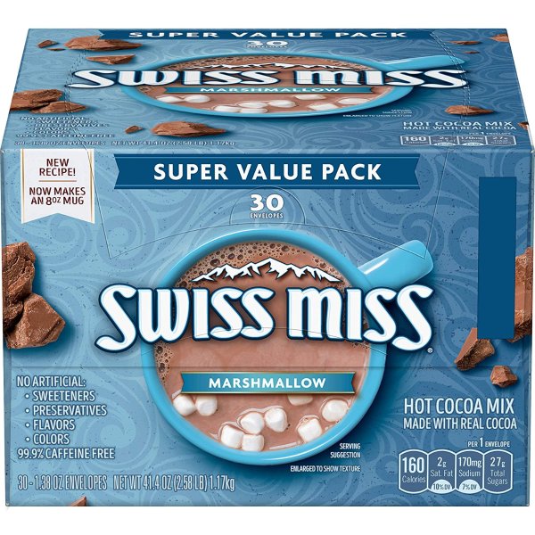 Swiss Miss Marshmallow Hot Cocoa Mix, (30) 1.38 Ounce Envelopes