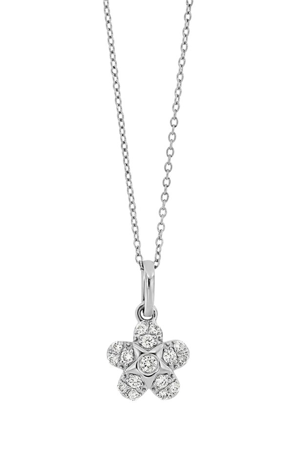 Mika 18K White Gold Diamond Flower Pendant Necklace - 0.10 ctw