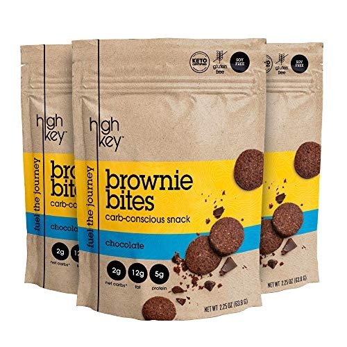 Low Carb Keto Chocolate Brownie Cookie Bites - Atkins, Paleo, Diabetic Diet Friendly Health Snack - Gluten Free, Soy Free & Low Sugar Dessert, Non-GMO Ketogenic Food Pack of 3, 2.25oz