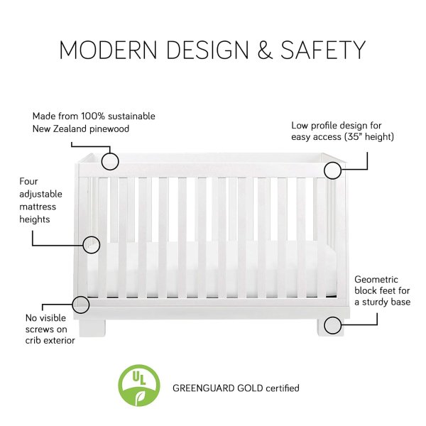 Modo 3-in-1 Convertible Crib with Toddler Bed Conversion Kit in Espresso and White, Greenguard Gold Certified