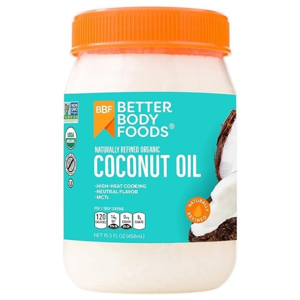 Organic, Naturally Refined Coconut Oil, 15 Fl Oz, All Purpose Oil for Cooking, Baking, Hair and Skin Care