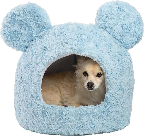 Mickey Mouse Shag Fur Hut Covered Cat & Dog Bed, Blue, Blue - Chewy.com