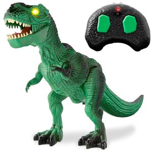 恐龙可发声、发光、走路电动遥控玩具，17厘米高