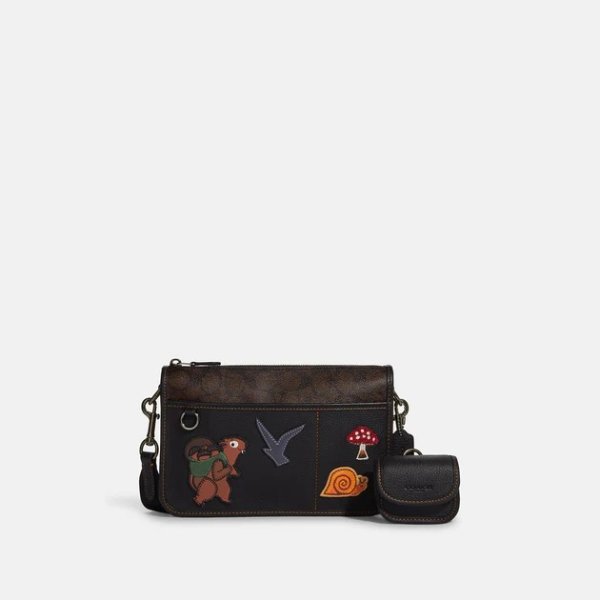 Heritage Convertible Crossbody With Hybrid Pouch In Signature Canvas With Creature Patches