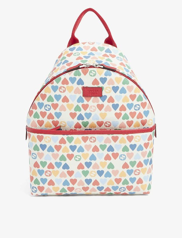 Heart-print coated canvas backpack