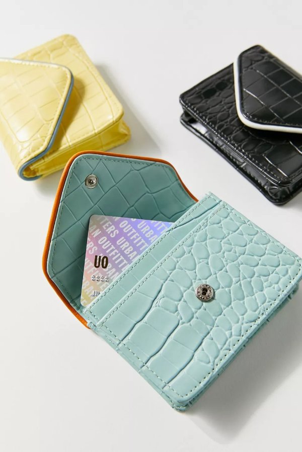 Two-Tone Croc Cardholder Wallet
