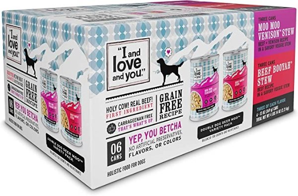 I and love and you Naked Essentials Wet Dog Food - Grain Free and Canned, Beef + Venison Variety Pack, 13-Ounce, Pack of 6 Cans