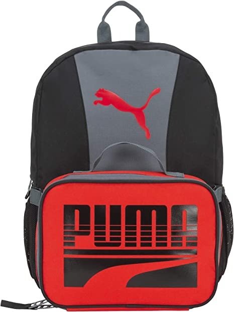 unisex child Evercat & Lunch Kit Combo Backpack, Black/Grey/Red, Youth Size US