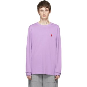 Ami Alexandre MattiussiSSENSE Exclusive Purple Ami de Coeur Long Sleeve T-Shirt
