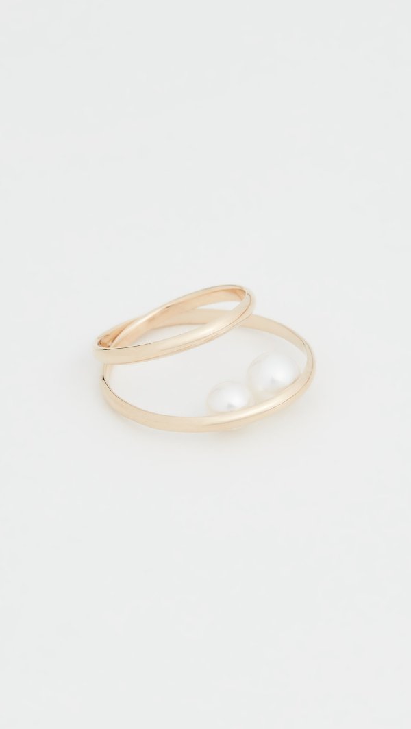 14k Elipse Ring with Pearl