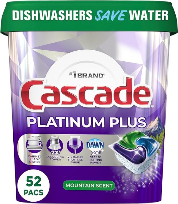 Platinum Plus ActionPacs Dishwasher Detergent Pods, Mountain, 52 Count