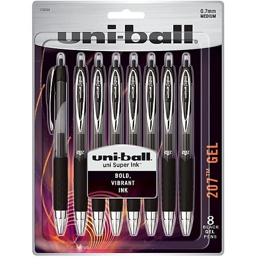 uni-ball® 207™ Retractable Gel Pens, Medium Point (0.7mm), Black (1756584)