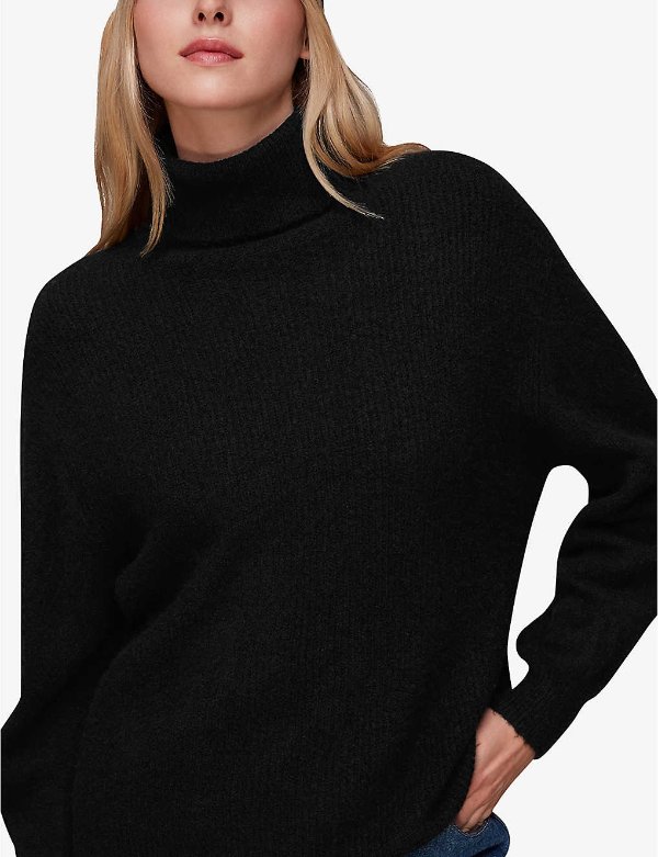 Oversized roll-neck rib-knit jumper