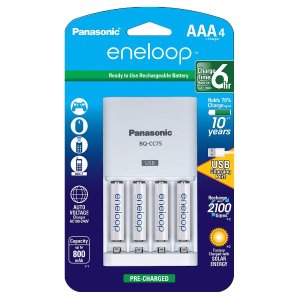Panasonic eneloop 4 AAA 充电电池 + 带USB口 CC75充电器