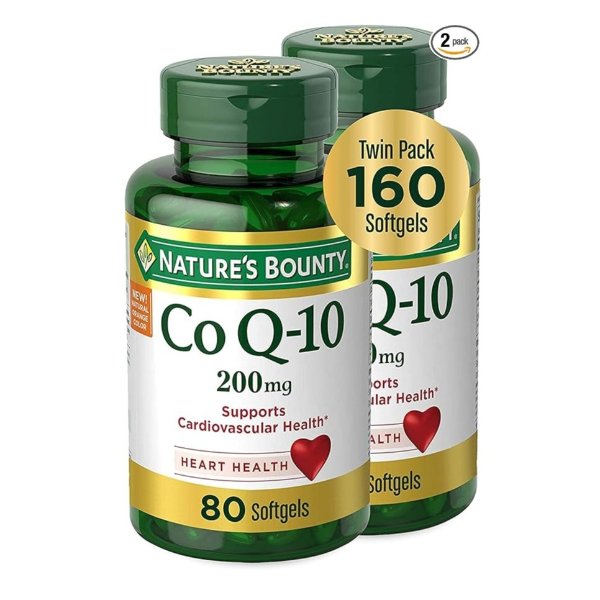 CoQ10 Dietary Supplement, Supports Cardiovascular and Heart Health, 200mg Twin Pack, 160 Rapid Release Softgels