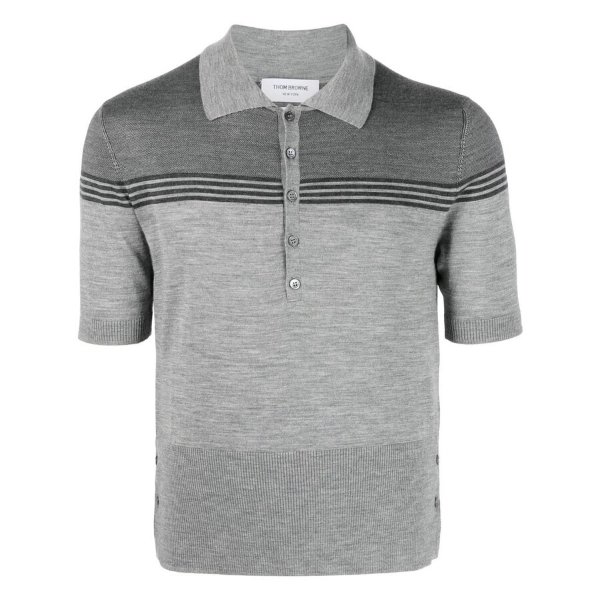 Men's Light Grey Jersey Merino Short Sleeve Polo Shirt