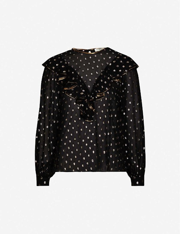Lunea metallic polka-dot crepe blouse