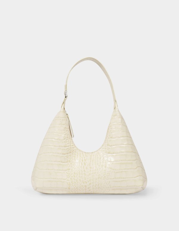 Amber Bag in Cream Croco Embossed Leather