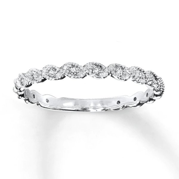 Diamond Ring 1/10 ct tw Round-cut 14K White Gold|Kay